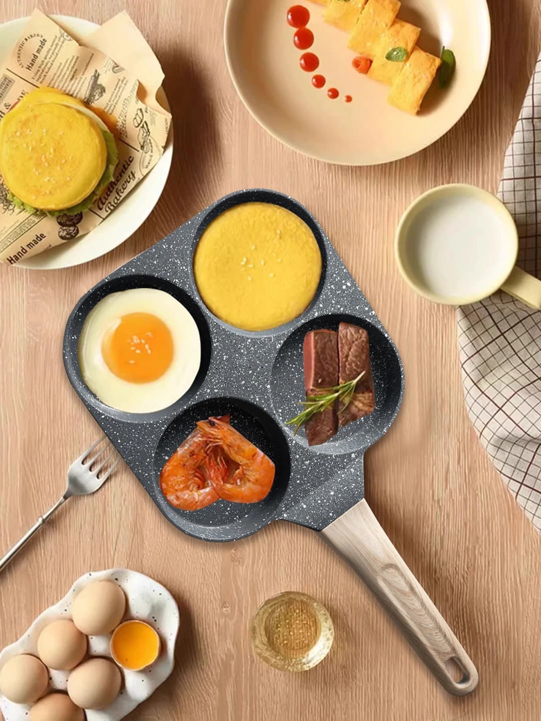 4 bo'limli nonushta skovorodkasi