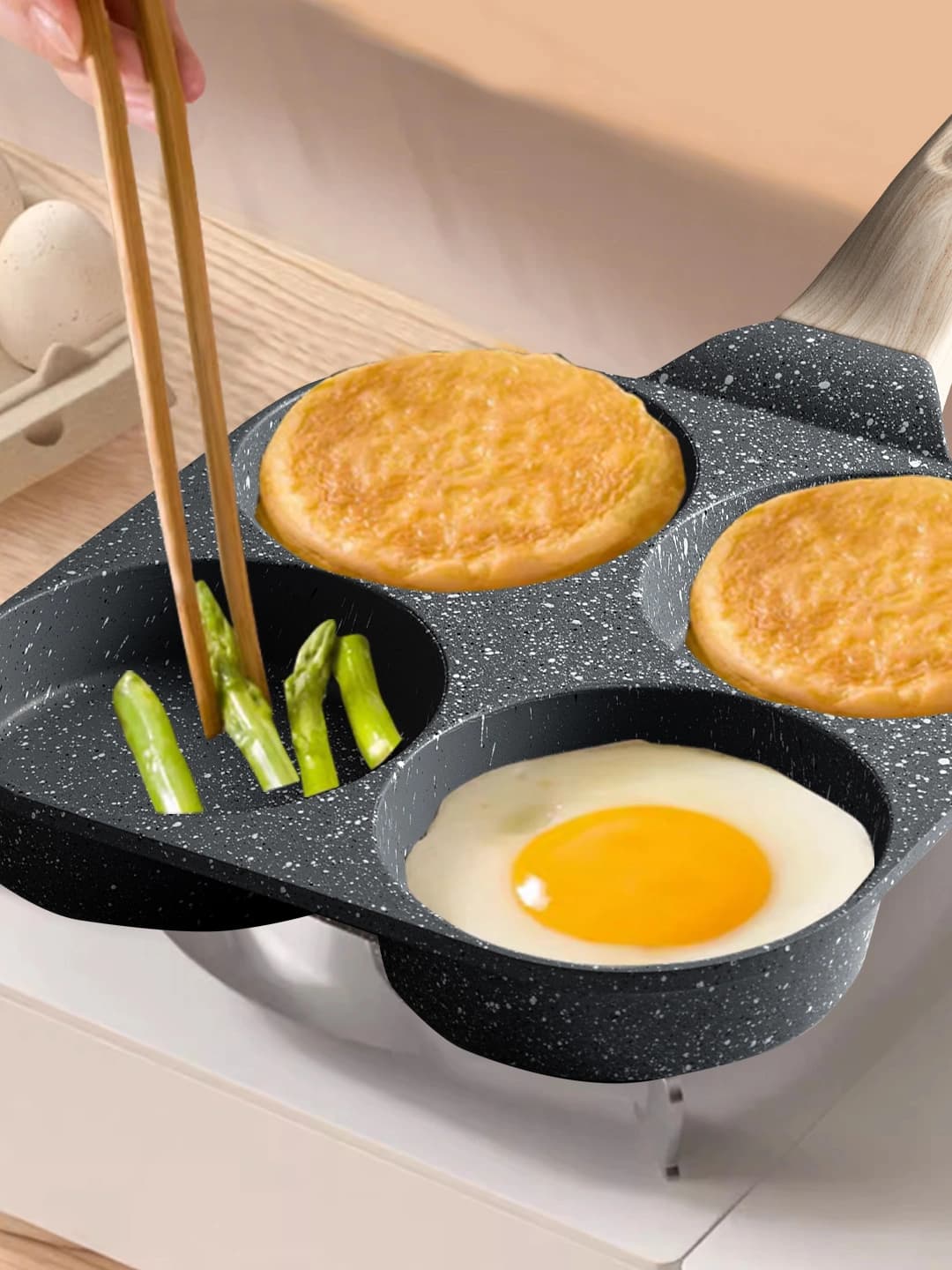 4 bo'limli nonushta skovorodkasi