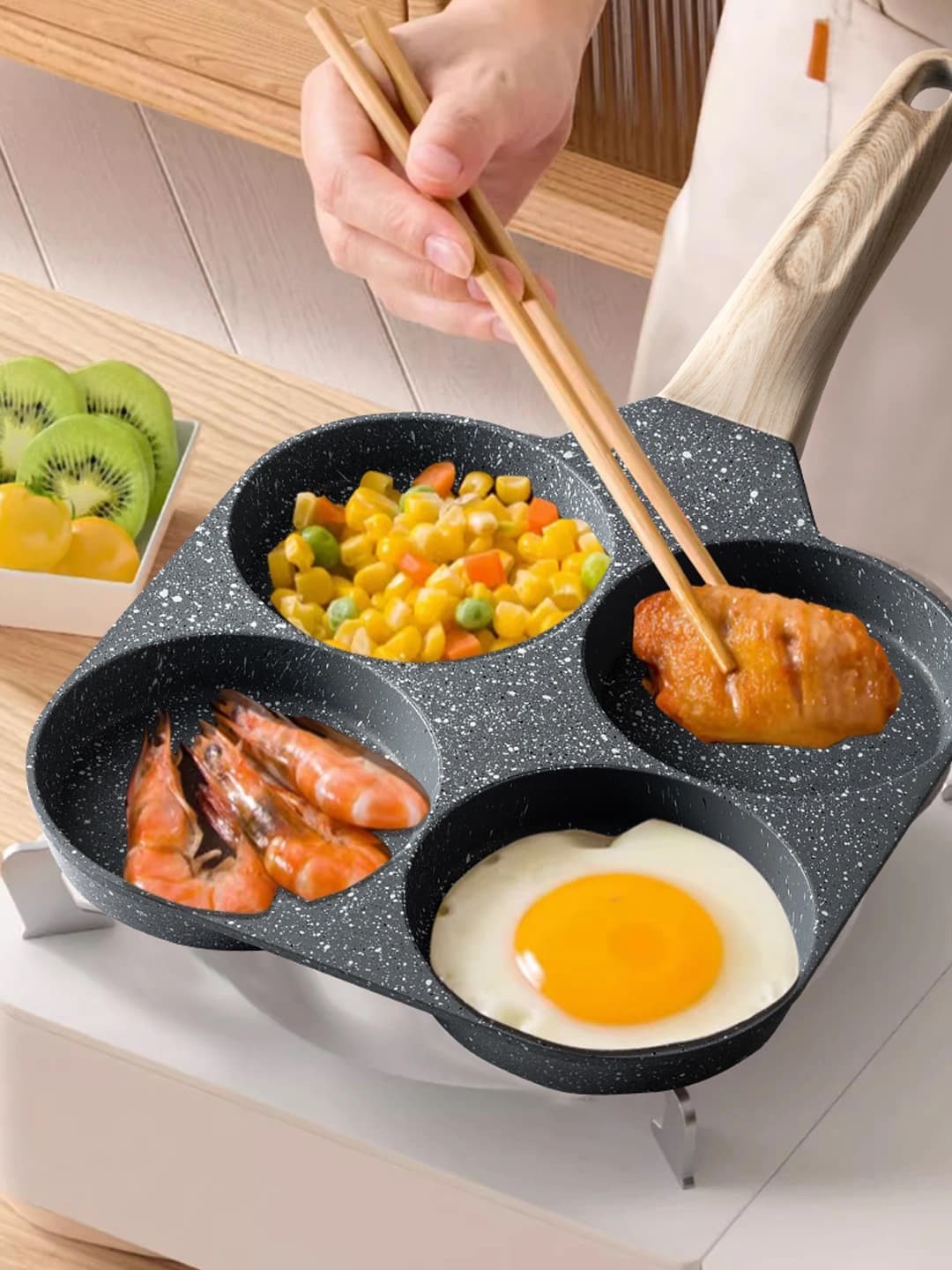 4 bo'limli nonushta skovorodkasi