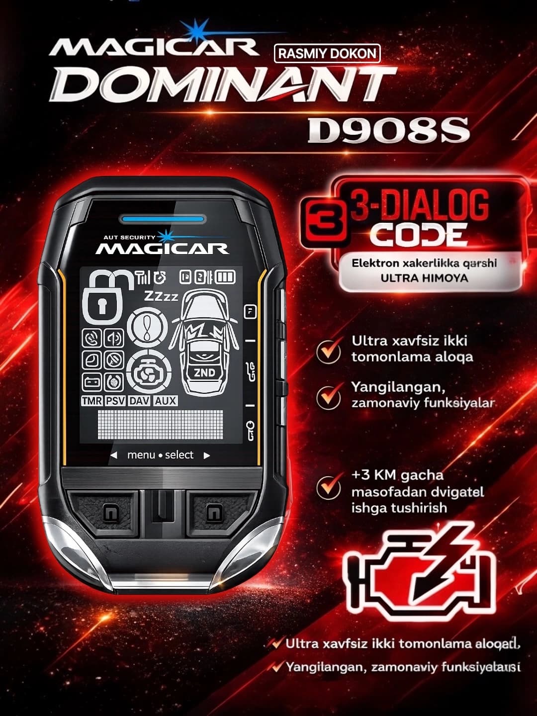 Avtomobil signalizatsiyasi Dominator Magicar